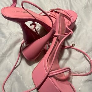 Pink platform sandals